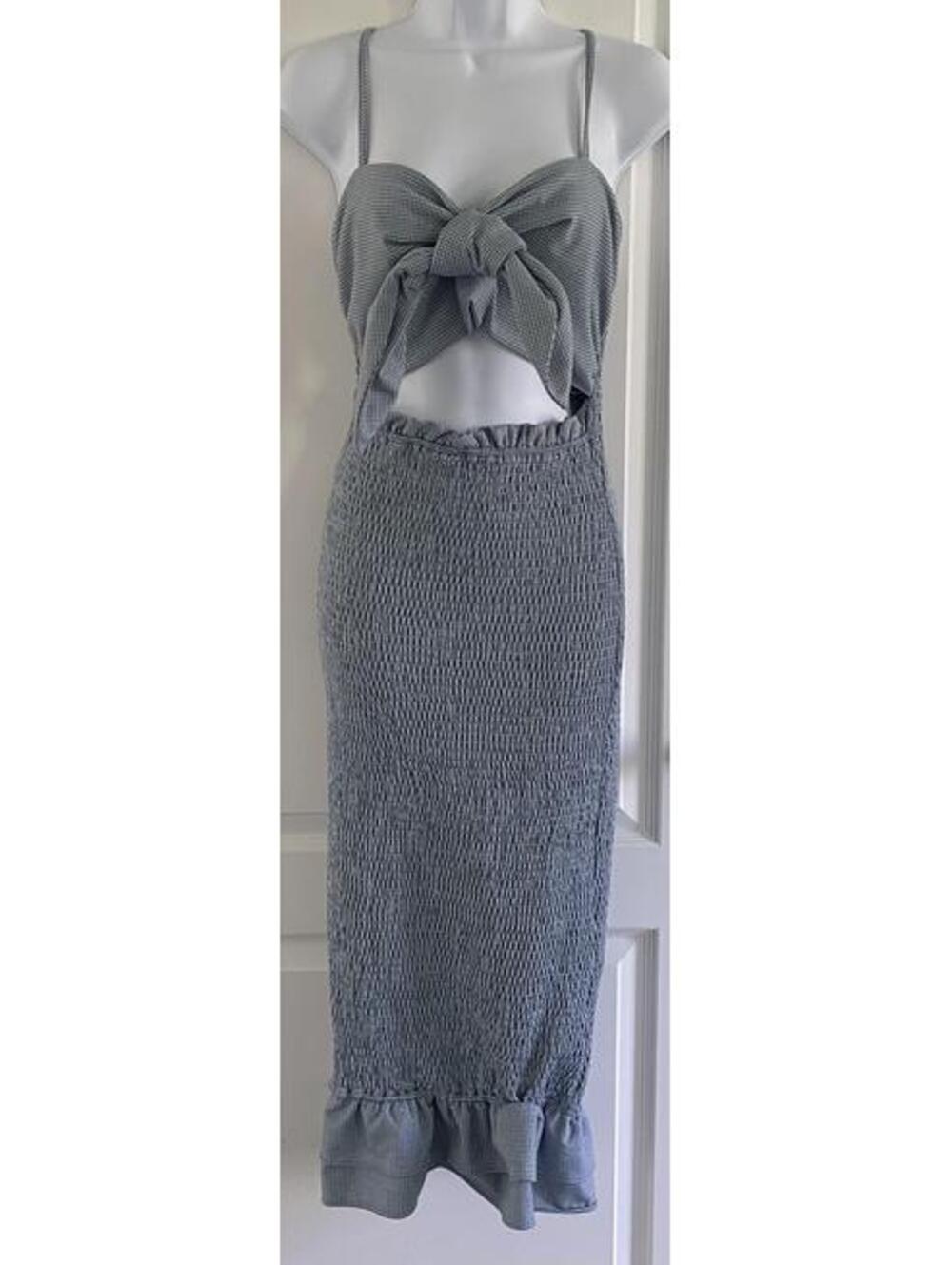 Ribbed Midi Cut Out Dress With Adjustable Strapes